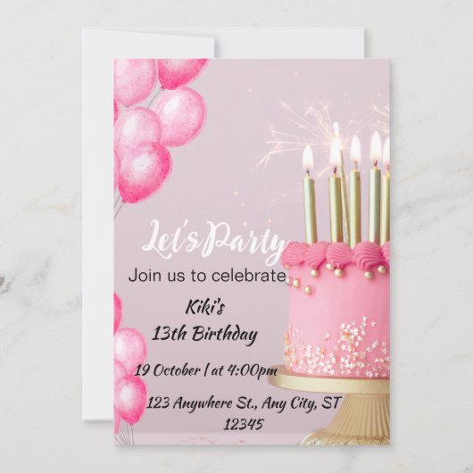 KAARTEN VERJAARDAG UITNODIGING (Voorkant)