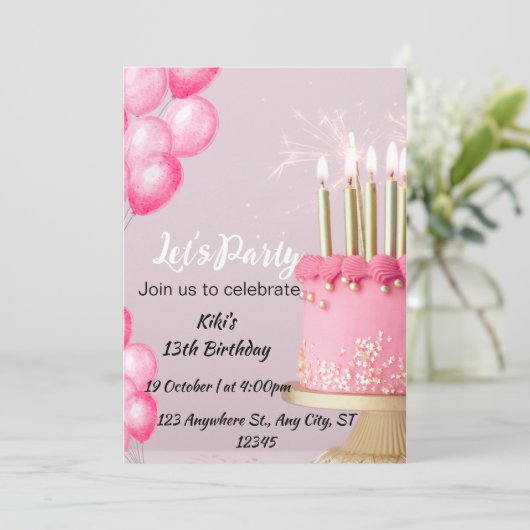 KAARTEN VERJAARDAG UITNODIGING (Staand voorkant)