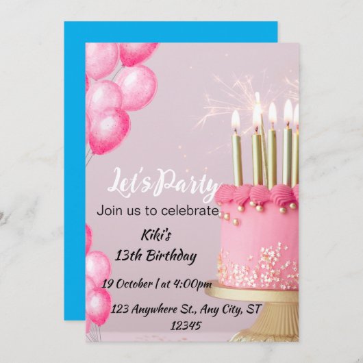 KAARTEN VERJAARDAG UITNODIGING (Voorkant / Achterkant)