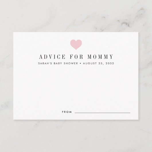 Kaarten voor advies aan baby showers | Blush (Voorkant)