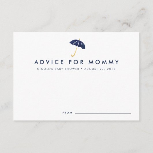 Kaarten voor advies aan baby showers | Navy Umbrel (Voorkant)