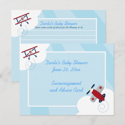 Kaarten voor advies over het Baby shower van het l (Voorkant / Achterkant)