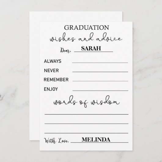 Kaarten voor advies van het afstuderen - Advies vo (Voorkant / Achterkant)