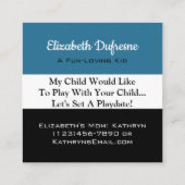 Kaarten voor afspeeldatum blauw, wit en zwart vierkante visitekaartje (Achterkant)