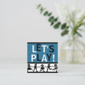 Kaarten voor afspeeldatum blauw, wit en zwart vierkante visitekaartje (Staand voorkant)