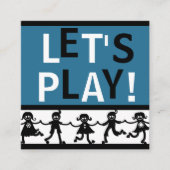 Kaarten voor afspeeldatum blauw, wit en zwart vierkante visitekaartje (Voorkant)