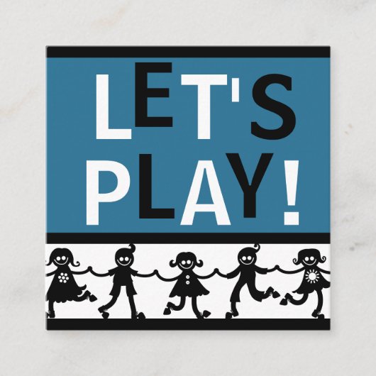 Kaarten voor afspeeldatum blauw, wit en zwart vierkante visitekaartje (Voorkant)