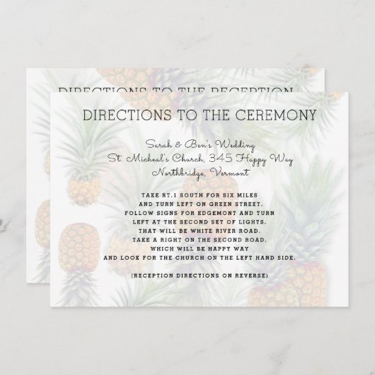 Kaarten voor ananassoorten weduwschap met twee zij (Voorkant / Achterkant)