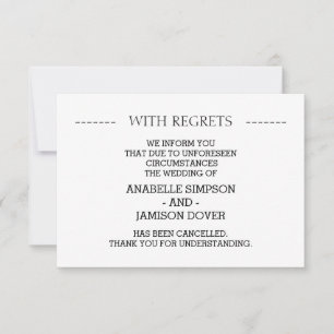 Kaarten voor annulering van bruiloft