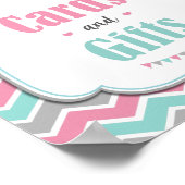 Kaarten voor Baby shower op schaal en schenkingen Poster (Hoek)