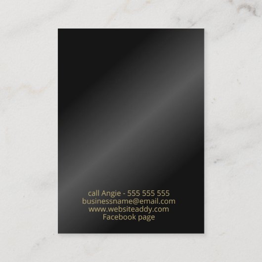 Kaarten voor beeldscherm met zwarte en gouden oork visitekaartje (Achterkant)