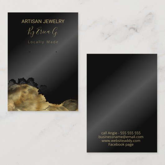 Kaarten voor beeldscherm met zwarte en gouden oork visitekaartje (Voorkant / Achterkant)