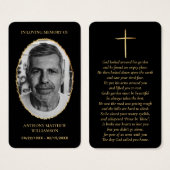 Kaarten voor Black & Gold Custom Photo Memorial Visitekaartje (Voorkant /achterkant)