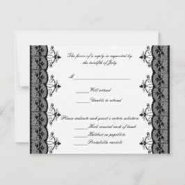 Kaarten voor Black Lace Wedding Response RSVP Kaartje
