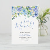 Kaarten voor blauwe hydrangea Moving Announding (Staand voorkant)