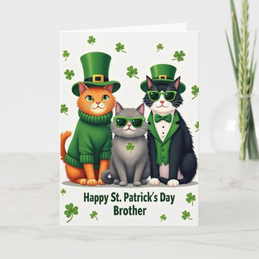 Kaarten voor broer St. Patrick's Day met katten (Voorkant)