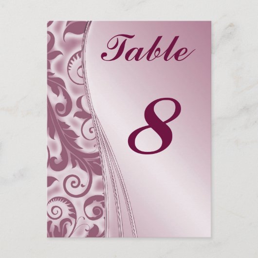 Kaarten voor Burgandy Wedding Table Briefkaart (Voorkant)