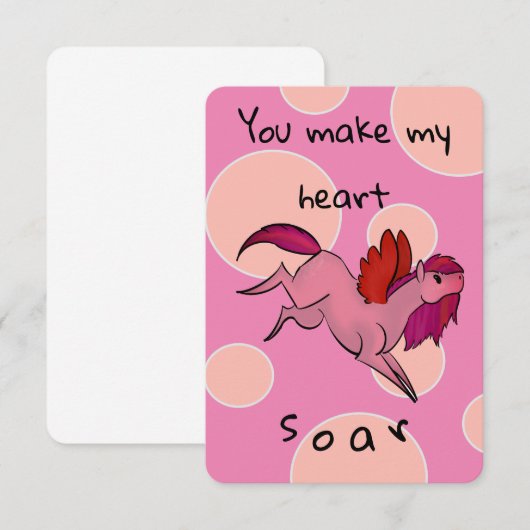 Kaarten voor Cute Pink Pegasus Valentijnsdag (Voorkant / Achterkant)