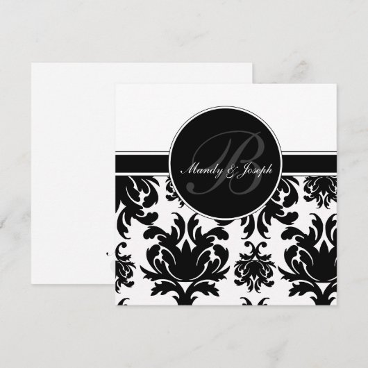 Kaarten voor Damask Wedding Monogram (Voorkant / Achterkant)