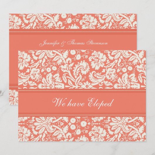 Kaarten voor de aankondiging van Coral Damask-opbe (Voorkant / Achterkant)