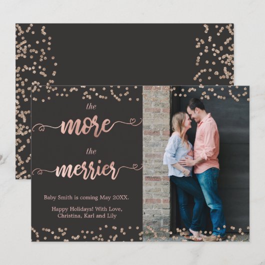 Kaarten voor de aankondiging van de kerstzwangersc (Voorkant / Achterkant)