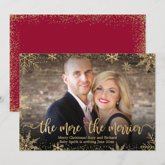 Kaarten voor de aankondiging van de kerstzwangersc (Voorkant / Achterkant)