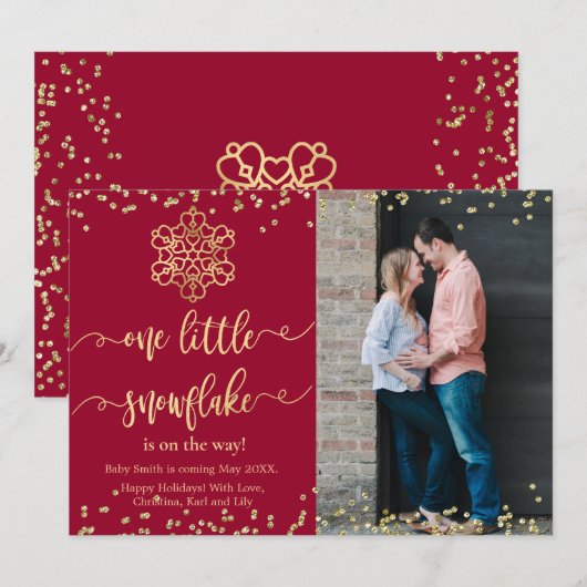 Kaarten voor de aankondiging van de kerstzwangersc (Voorkant / Achterkant)