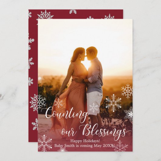 Kaarten voor de aankondiging van de kerstzwangersc (Voorkant / Achterkant)