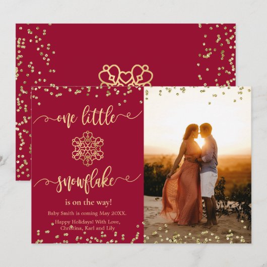 Kaarten voor de aankondiging van de kerstzwangersc (Voorkant / Achterkant)