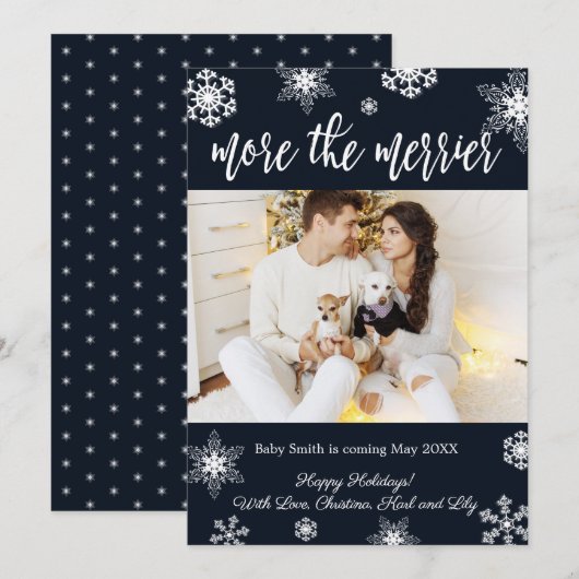 Kaarten voor de aankondiging van de kerstzwangersc (Voorkant / Achterkant)