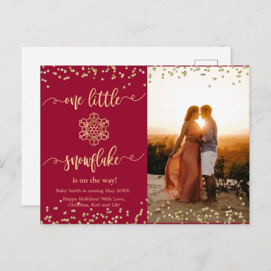 Kaarten voor de aankondiging van de kerstzwangersc (Voorkant / Achterkant)
