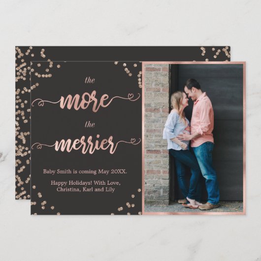 Kaarten voor de aankondiging van de kerstzwangersc (Voorkant / Achterkant)