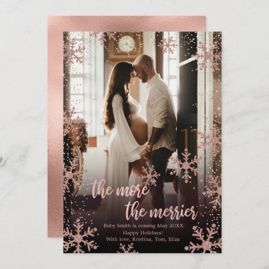 Kaarten voor de aankondiging van de kerstzwangersc (Voorkant / Achterkant)