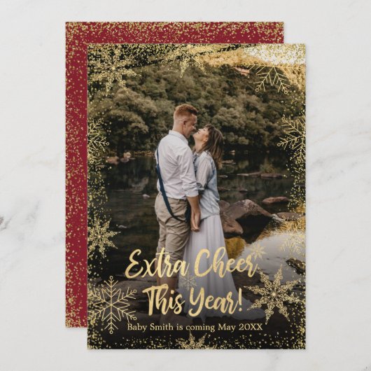 Kaarten voor de aankondiging van de kerstzwangersc (Voorkant / Achterkant)