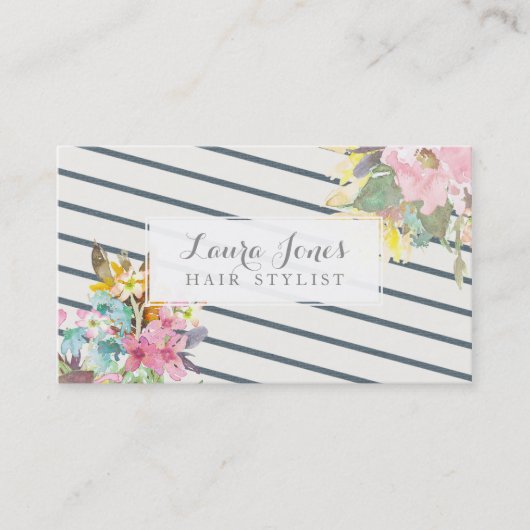 Kaarten voor de benoeming van Floral & Stripes Hai Afsprakenkaartje (Voorkant)