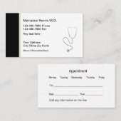 Kaarten voor de benoeming van medische artsen afsprakenkaartje (Voorkant / Achterkant)