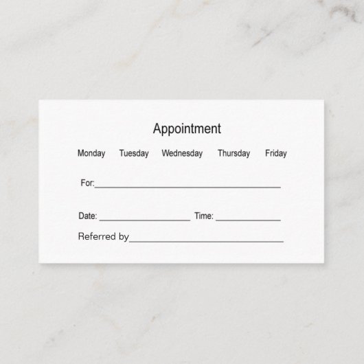 Kaarten voor de benoeming van tandartsen afsprakenkaartje (Achterkant)