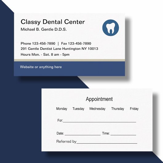Kaarten voor de benoeming van tandartsen afsprakenkaartje