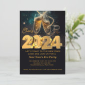 Kaarten voor een nieuw jaar | Mousserende champagn (Staand voorkant)