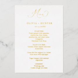 Kaarten voor Elegant Gold Wedding Dinner Menu