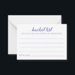 Kaarten voor Elegant Wedding Bucket List Navy Blue<br><div class="desc">Deze charmante trouwemmer lijstkaarten zullen een perfect alternatief zijn voor een traditioneel gastenboek. Alle gasten hebben het over de beste ideeën voor de nieuwsleden om te bezoeken of te doen. Deze kaarten zijn voorzien van de woorden "bucket list Help ons een leven vol avonturen" in blauw voor de marine en...</div>