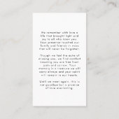 Kaarten voor Funeral Forever Hearts Photo Script P Visitekaartje (Achterkant)