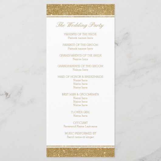 Kaarten voor Glitter Weddenprogramma Faux Gold Rac (Achterkant)