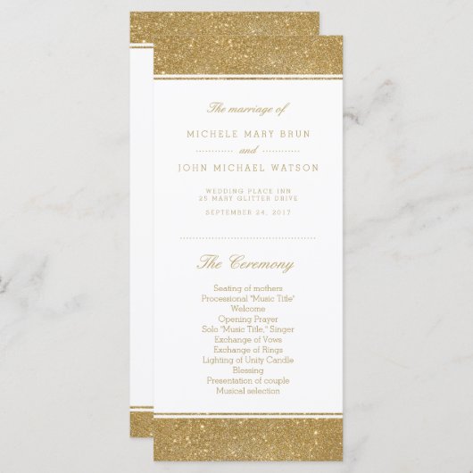 Kaarten voor Glitter Weddenprogramma Faux Gold Rac (Voorkant / Achterkant)