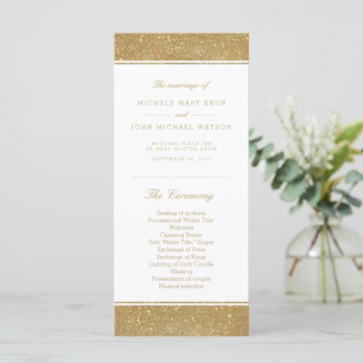 Kaarten voor Glitter Weddenprogramma Faux Gold Rac (Staand voorkant)