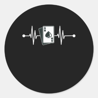 Kaarten voor hartslag Kaarten Casino Player Poker  Ronde Sticker
