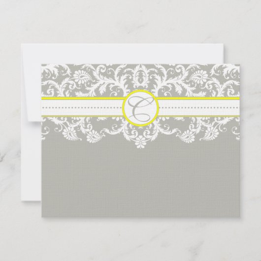 Kaarten voor Heldergele en grijze Damask-respons RSVP Kaartje (Voorkant)