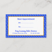 Kaarten voor herbenoemingen voor blauwe kruispunte contactkaartje (Achterkant)