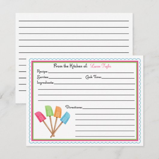 Kaarten voor het bakken van rubber spatulas (Voorkant / Achterkant)