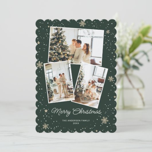 Kaarten voor het kleuren van groene kerstfoto's (Staand voorkant)